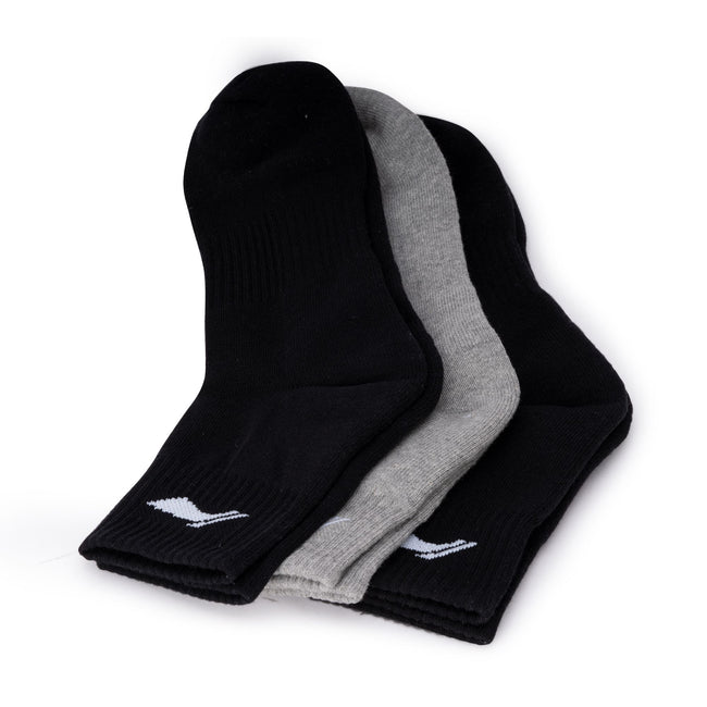 Cushioned Quarter Socks 3 Pairs (Black/Grey/Black)
