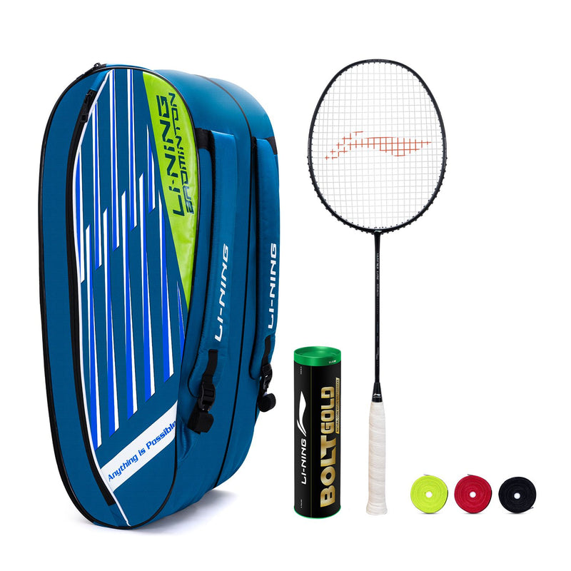 Wind Lite Stealth - 77 Grams - Complete Badminton Kit [BLACK/CHARCOAL/BLUISH BLUE(STRUNG)] [BG]
