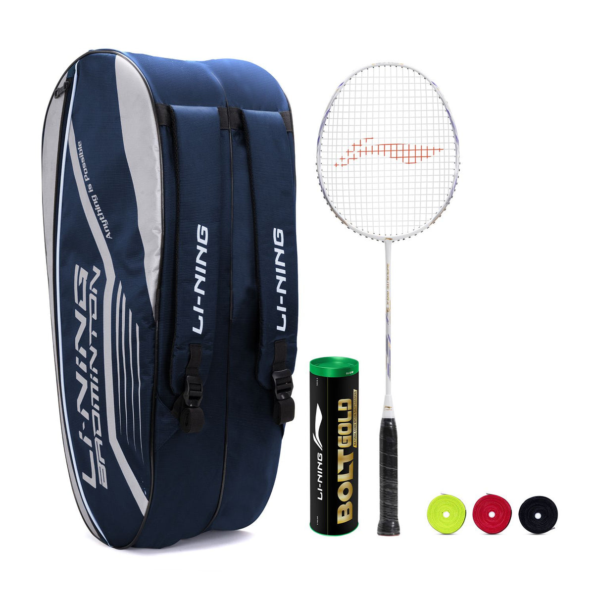 G-Force Superlite Max-9 - Complete Badminton Kit [WHITE/PURPLE(STRUNG)][BG]