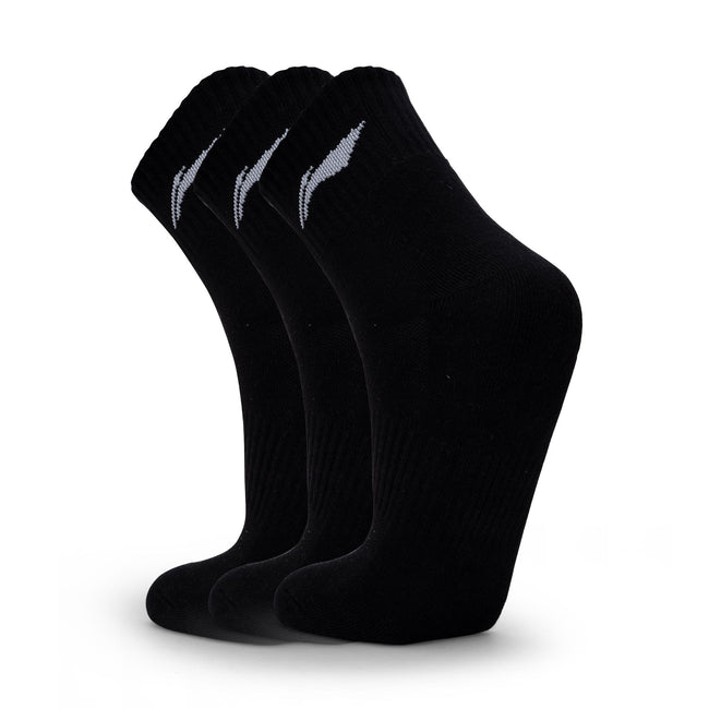 Cushioned Quarter Socks 3 Pairs (Black)