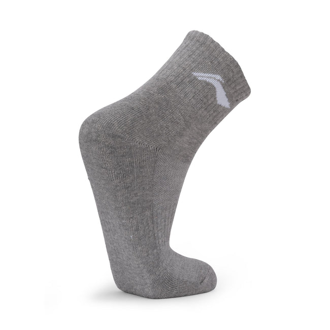 Cushioned Quarter Socks 3 Pairs (Black/Grey/Black)
